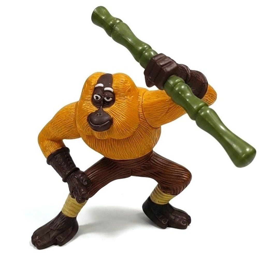 2008 McDonalds Kung Fu Panda Monkey Action Figure Toy with Bamboo Staff Spinning